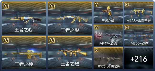 穿越火线：枪战王者V8 13王者武器 249英雄武器 5英雄角色 708万化 枪圣