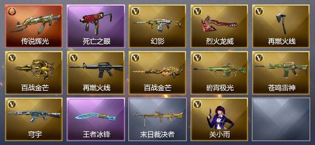 穿越火线（CF）1传说武器 1王者武器 10V武器 1V角色 3皮肤 可排位 宗师