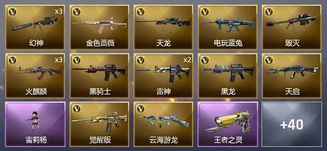 穿越火线（CF）2王者武器 65V武器 1V角色 22皮肤 可排位 传奇