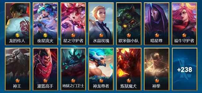 英雄联盟手游（lol手游）2神话 22传说 113史诗 251皮肤 130英雄