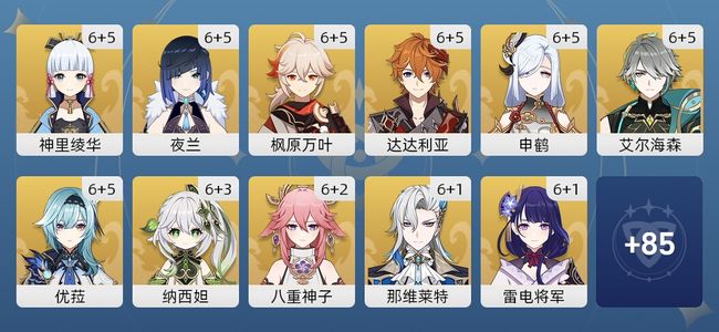 原神334黄 219角色黄 115武器黄 49五星角色 48五星武器 男主 60级