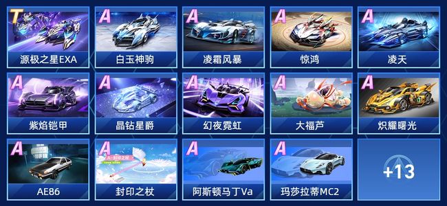 QQ飞车手游V8 1永久T车 13永久A车 27永久赛车 11宠物 男号 星耀