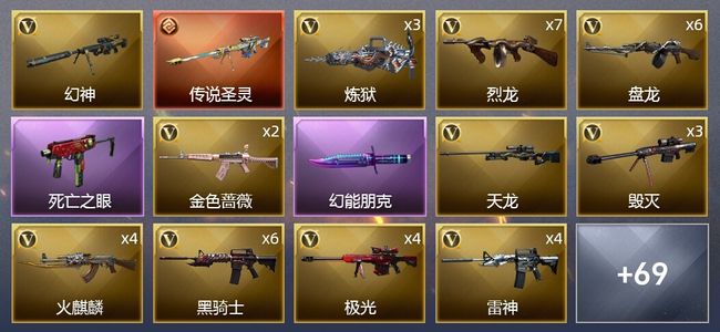 穿越火线（CF）1传说武器 8王者武器 1炫金武器 110V武器 1V角色 30皮肤 可排位 新锐