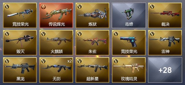 穿越火线（CF）1传说武器 2王者武器 32V武器 3V角色 11皮肤 可排位 新锐