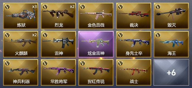 穿越火线（CF）1炫金武器 20V武器 6皮肤 可排位 宗师