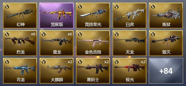 穿越火线（CF）2传说武器 6王者武器 1炫金武器 126V武器 3V角色 33皮肤 可排位 新锐