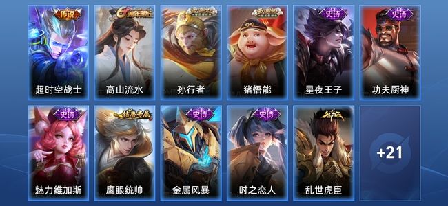 王者荣耀1传说 10史诗 32皮肤 56英雄 永恒钻石II