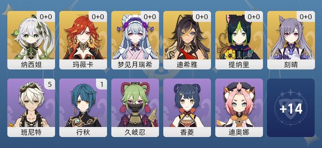 原神6黄 6角色黄 6五星角色 女主 20级
