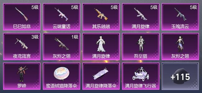 和平精英【苹果版】0载具 7升级枪 4粉装 2尾迹 52套装 22602热力 3印记 星钻