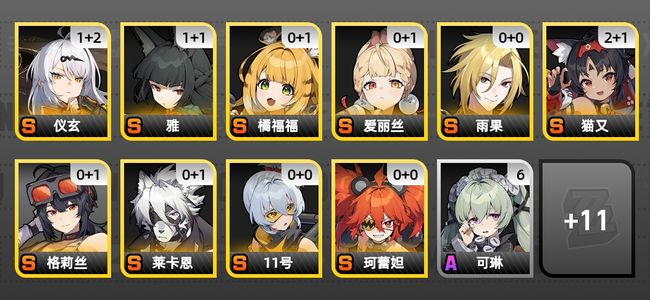 绝区零22黄 14角色黄 10S角色 7S音擎 5S邦布 女主 55