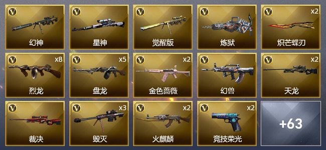 穿越火线（CF）6王者武器 3炫金武器 121V武器 6V角色 28皮肤 可排位 枪王