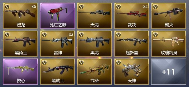 穿越火线（CF）1王者武器 33V武器 1V角色 9皮肤 可排位 新锐