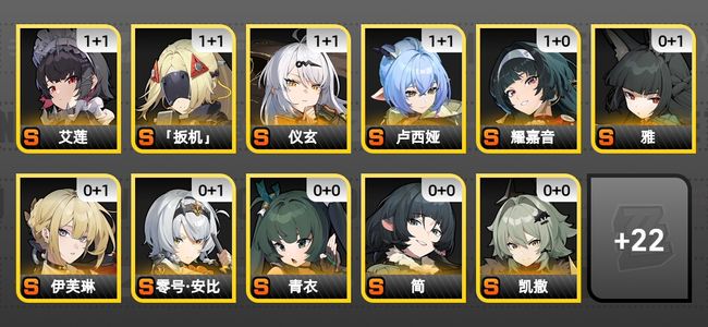 绝区零48黄 35角色黄 21S角色 13S音擎 11S邦布 女主 60