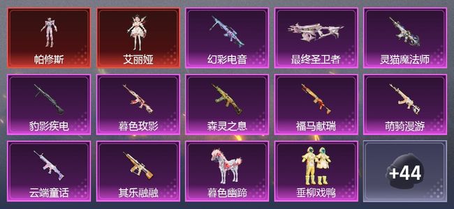 和平精英1载具 10升级枪 5粉装 117枪皮 86套装 4印记