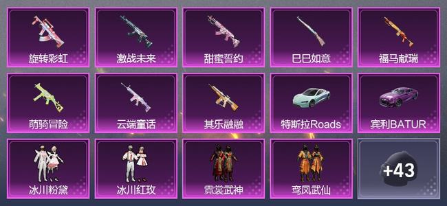 和平精英2载具 0升级枪 12粉装 0尾迹 92套装 0热力 4印记