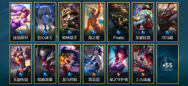 英雄联盟（LOL）8臻彩 10限定 10传说 68皮肤 67炫彩 172英雄 翡翠