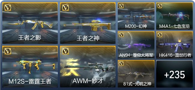 穿越火线：枪战王者V7 6王者武器 244英雄武器 10英雄角色 367万化 枪圣