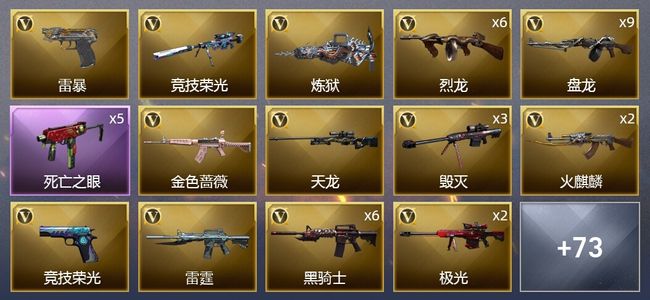 穿越火线（CF）7王者武器 4炫金武器 116V武器 4V角色 36皮肤 可排位 新锐