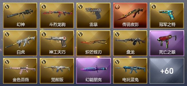 穿越火线（CF）1传说武器 2王者武器 1炫金武器 84V武器 2V角色 38皮肤 可排位 枪王