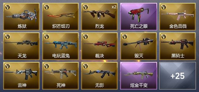 穿越火线（CF）1传说武器 1炫金武器 30V武器 3V角色 9皮肤 可排位 枪王