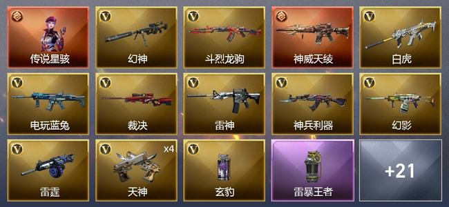 穿越火线（CF）1传说角色 1传说武器 2王者武器 25V武器 4V角色 6皮肤 可排位 新锐