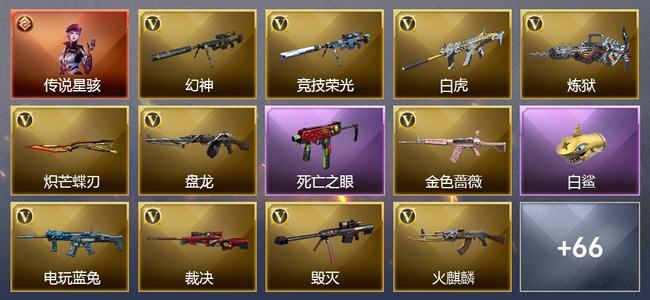 穿越火线（CF）1传说角色 2王者武器 3炫金武器 64V武器 9V角色 24皮肤 可排位 新锐