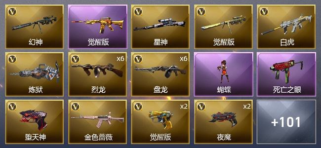 穿越火线（CF）4王者武器 3炫金武器 119V武器 9V角色 20皮肤 可排位
