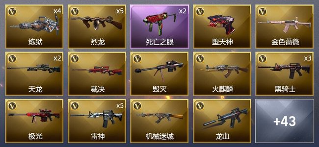 穿越火线（CF）7王者武器 2炫金武器 68V武器 3V角色 16皮肤 可排位 新锐