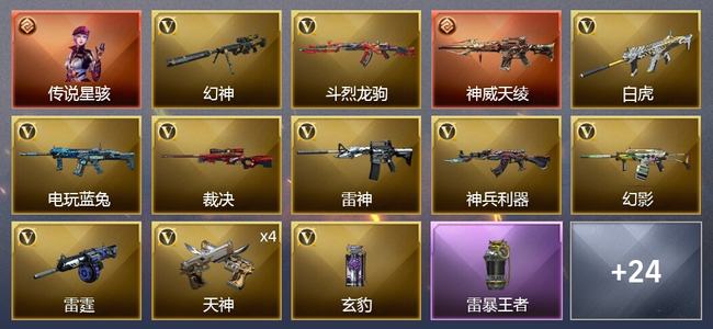 穿越火线（CF）1传说角色 1传说武器 2王者武器 25V武器 5V角色 6皮肤 可排位 传奇
