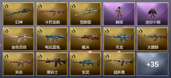 穿越火线（CF）1王者武器 3炫金武器 40V武器 2V角色 8皮肤 可排位