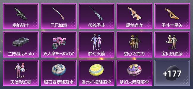 和平精英2载具 5升级枪 4粉装 110套装 49795热力 4印记