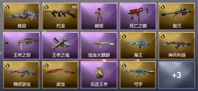 穿越火线（CF）3王者武器 1炫金武器 13V武器 2皮肤 不可排位 大师