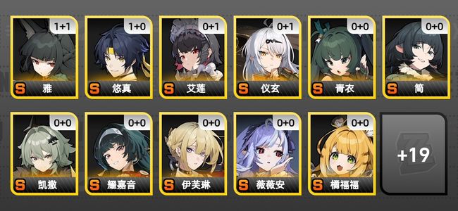 绝区零34黄 27角色黄 18S角色 7S音擎 11S邦布 女主 59