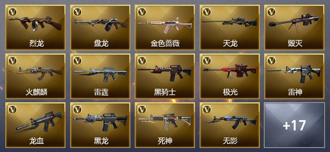 穿越火线（CF）54传说武器 4王者武器 6炫金武器 4V角色 可排位 新锐