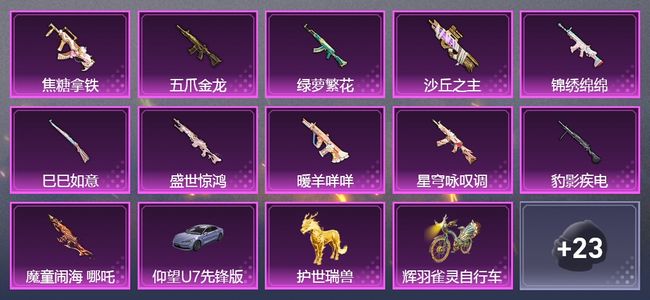 和平精英3载具 11升级枪 19粉装 13尾迹 311枪皮 202套装 103526热力 17印记 白银