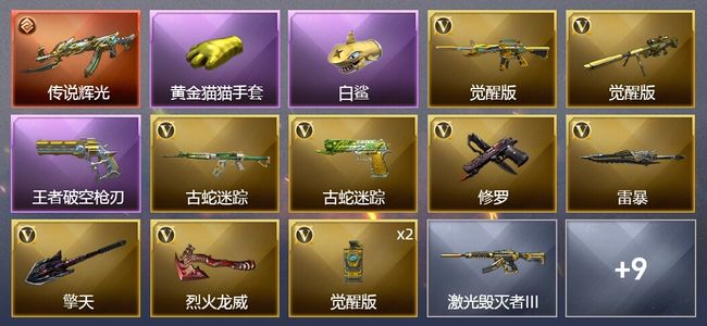 穿越火线（CF）1传说武器 1王者武器 11V武器 1V角色 6皮肤 可排位 大师