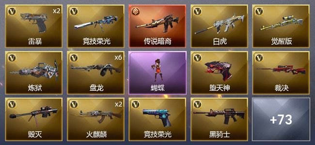 穿越火线（CF）1传说武器 1王者武器 1炫金武器 82V武器 2V角色 28皮肤 可排位 枪王