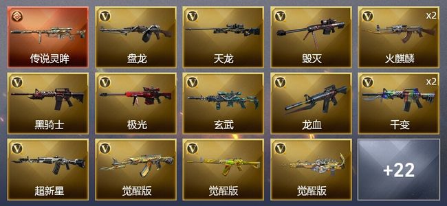 穿越火线（CF）1传说武器 1王者武器 2炫金武器 38V武器 1V角色 2皮肤 可排位 新锐