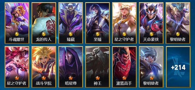 英雄联盟手游（lol手游）7神话 34传说 105史诗 227皮肤 130英雄 大师