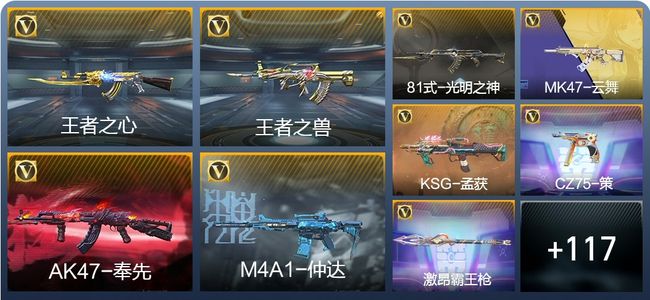 穿越火线：枪战王者V5 5王者武器 127英雄武器 2英雄角色 207万化 枪皇SSS