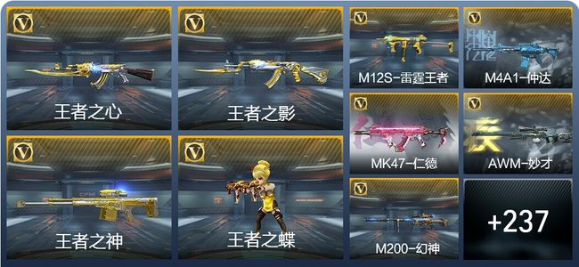 穿越火线：枪战王者V8 15王者武器 275英雄武器 10英雄角色 487万化 枪皇SS