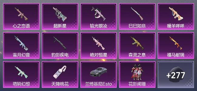 和平精英1载具 12升级枪 9粉装 2尾迹 152套装 75336热力 7印记