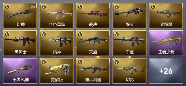 穿越火线（CF）3王者武器 23V武器 2V角色 5皮肤 可排位