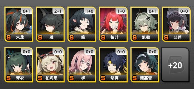 绝区零44黄 37角色黄 19S角色 6S音擎 14S邦布 女主 60