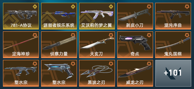 无畏契约35橙皮 3金皮 15紫皮 115皮肤 90110皮肤总价值 1060已用源晶 白银