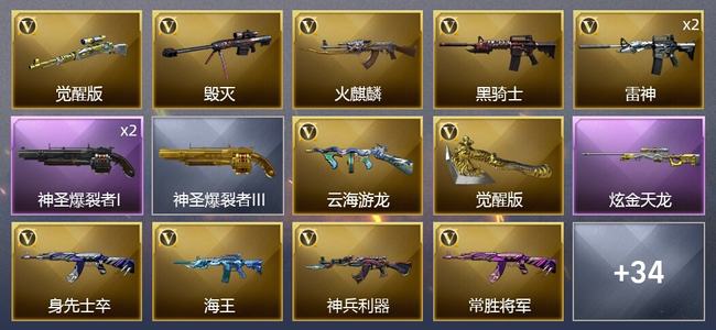 穿越火线（CF）1王者武器 1炫金武器 20V武器 13皮肤 可排位 新锐