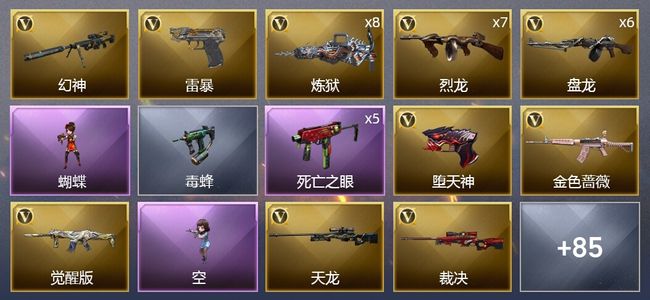 穿越火线（CF）4王者武器 7炫金武器 110V武器 3V角色 26皮肤 可排位 传奇