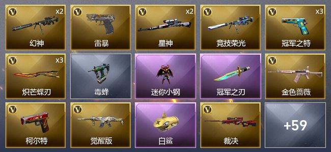 穿越火线（CF）3王者武器 1炫金武器 75V武器 6V角色 54皮肤 可排位 传奇