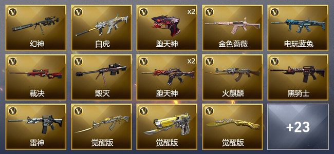 穿越火线（CF）1炫金武器 58V武器 2V角色 15皮肤 可排位 传奇