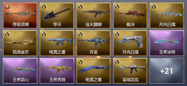 穿越火线（CF）1传说武器 3王者武器 31V武器 3V角色 7皮肤 可排位 传奇